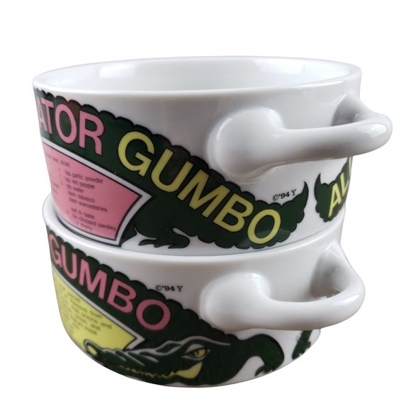 LJungberg Collection Alligator Gumbo Two Handled Bowl Set 1994 New Orleans - Picture 5 of 11